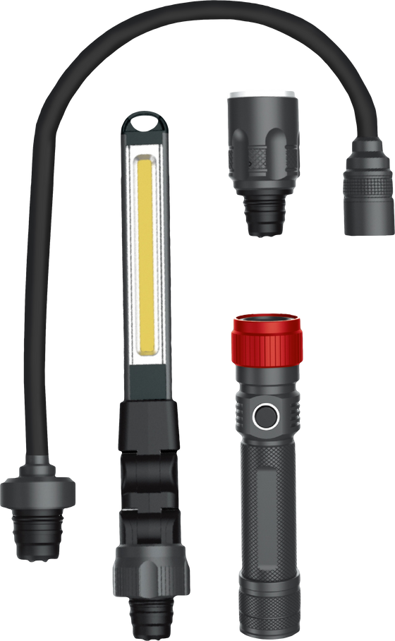 The LED Rechargeable 3-in-1 Flashlight Kit