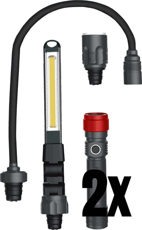 x2 The LED Rechargeable 3-in-1 Flashlight Kit