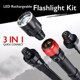 The LED Rechargeable 3-in-1 Flashlight Kit